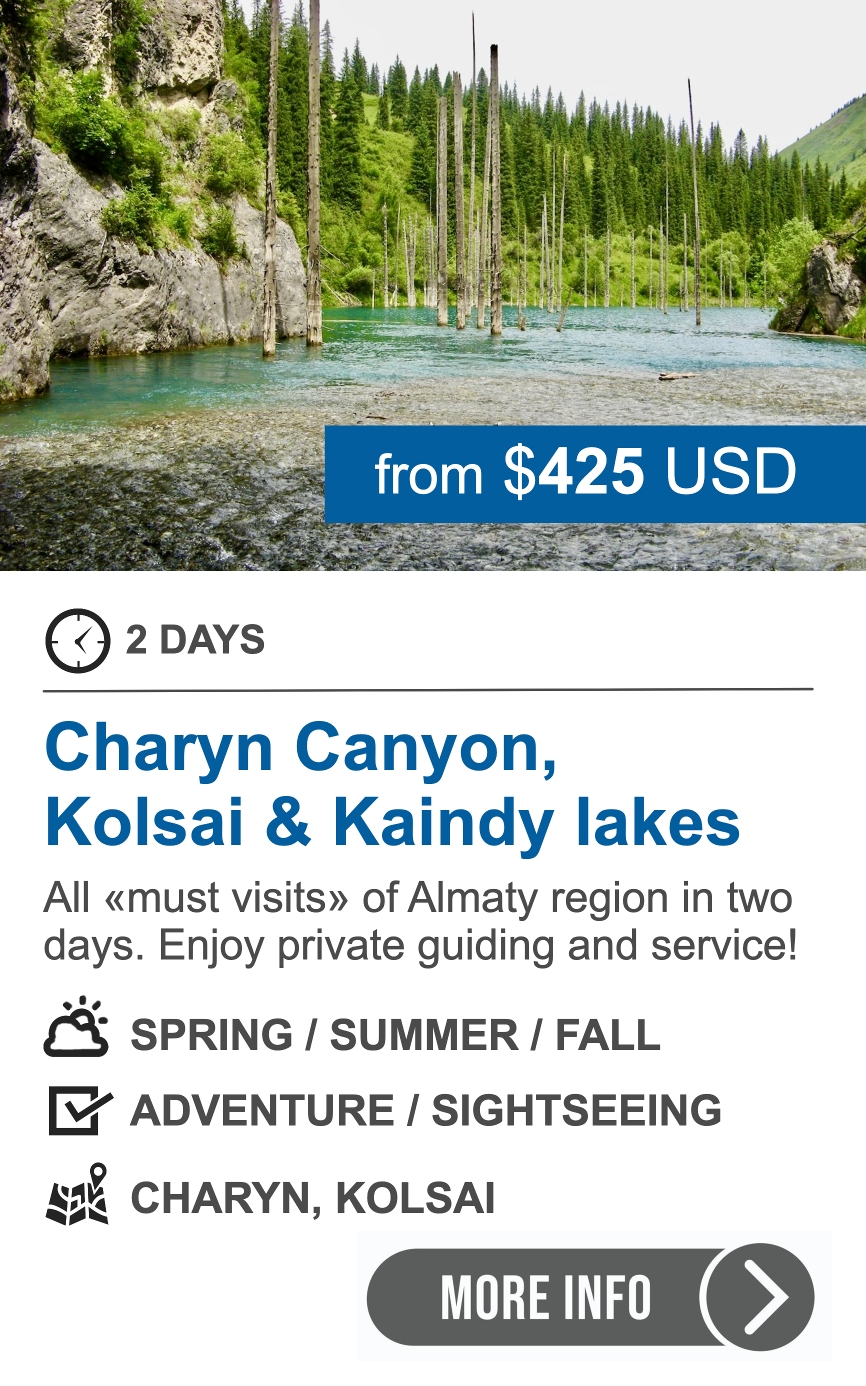 Charyn Canyon, Kolsay and Kaindy Lakes – 2-day nature tour 2-day tour to Charyn Canyon, Kolsai and Kaindy lakes, Almaty region, Kazakhstan